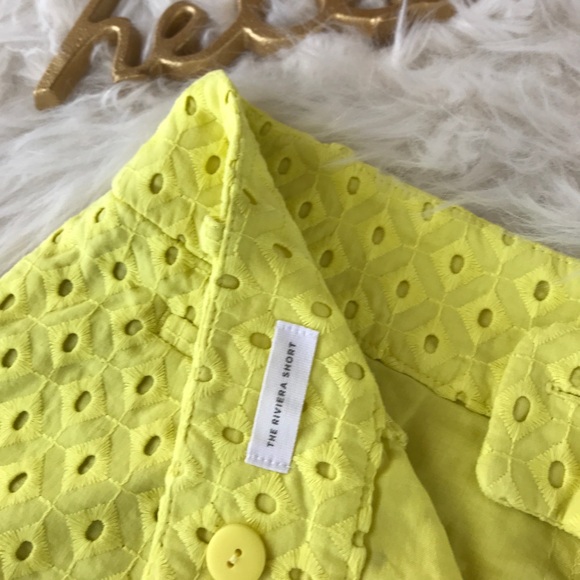 Ann Taylor LOFT Riviera Yellow Eyelet Shorts SZ 6 - Picture 5 of 7